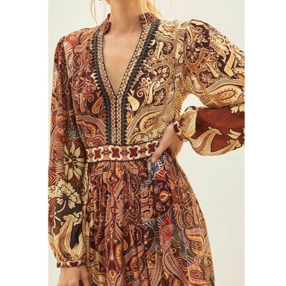 Anthropologie Bhanuni By Jyoti Ronika Maxi Dress Floral Beaded Boho Party Size 0 - Picture 6 of 16